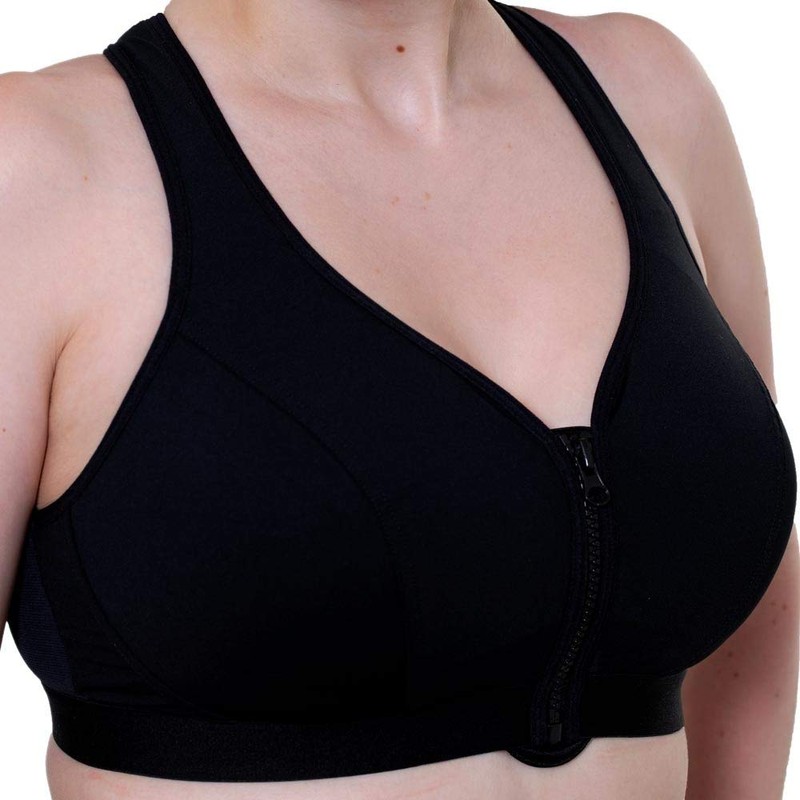 Gemm Ladies Black or White Zip Front Fastening Sports Bra