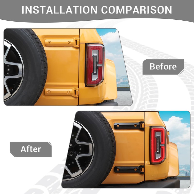 PDKLIN for Bronco Tailgate Hinge Cover Trim Black for Ford