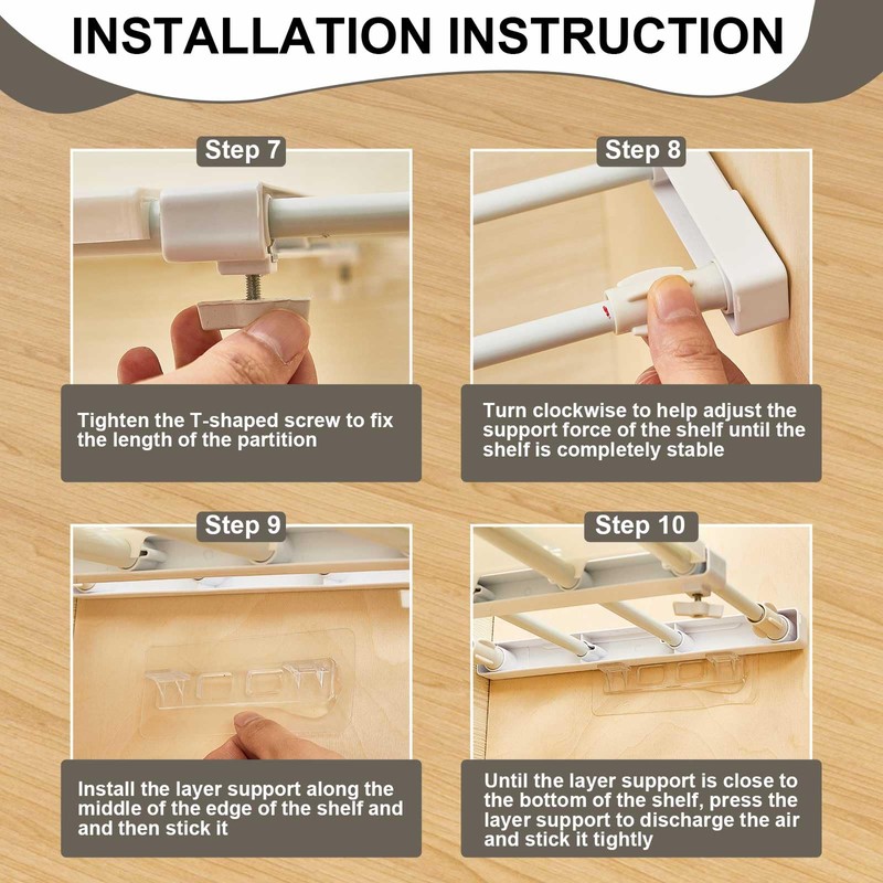 Gerrii 2 Pcs Closet Tension Shelf Rod Expandable Shelf Locker