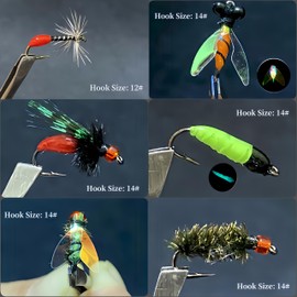 DAYUYUE 18 Pieces Fly Fishing Mix Set Accessories 102 Pieces in Plastic Fishing Tackle Box Included (Set-b)