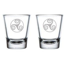 MIP Set of 2 Shot Glasses 1.75oz Shot Glass Triskel Celtic Triskelion