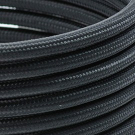 TheCable.Store 3 Core Round Black Electrical Cable (3 x 0.75mm²) (3 Meters) Vintage Fabric Braided Electrical Wire DIY Lighting