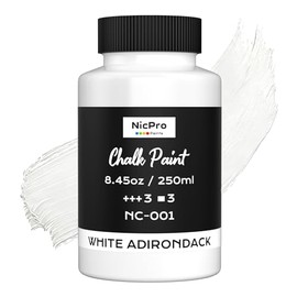 Nicpro All-in-One White Chalk Paint for Furniture, 8.45 oz (250ml) Matte Finish Acrylic Craft Paint, Built-In Primer & Top Coat, Non-Toxic Furniture Paints for Cabinets, Wood, Metal, Home Decor