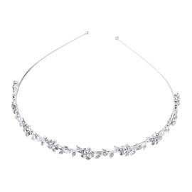 FRCOLOR Crystal Bridal Flower Leaves Crown Headband Tiara Headdress for Wedding Occasion