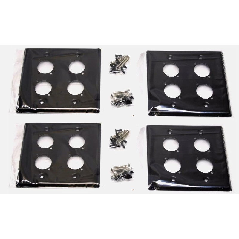 (4) Four Double Gang Blank Wall Plate Four XLR Male/Female