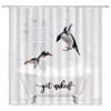 WUASDCS Funny Penguin Shower Curtain Cute Animals in Bathtub Bubble