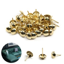 MroMax Upholstery Nails Tacks 0.43" Head Dia Iron Modern Style Metal Round Thumb Push Pins 0.67" Height for Furniture Decoration Chair Hardware Cork Board Sofa Headboards Golden Tone 40Pcs