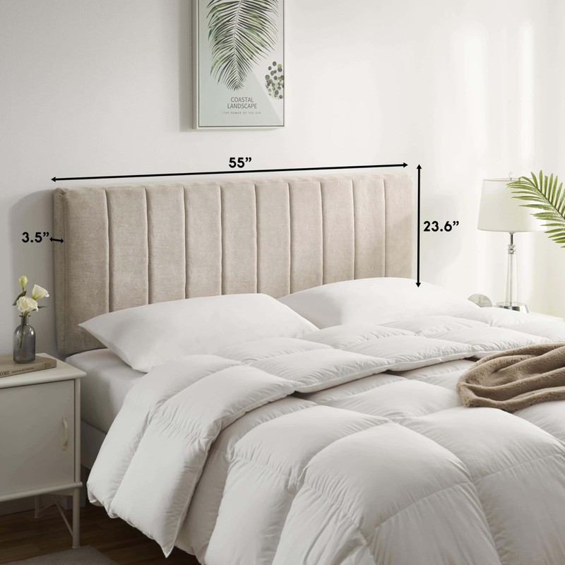 Upholstered Full Headboard - Easy Assemble Channel Stitched Headboard Full