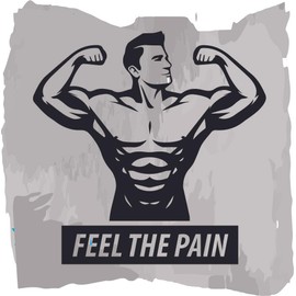 Feel The Pain Gym Fitness Exercise Workout Weightlifting Dumbbell Muscles Barbell Wall Art Sticker Designs Decors Vinyl Stickers for Home House Walls Rooms Window Bedroom Decoration Size (28x28 inch)