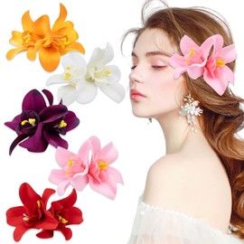 5 Pcs Flower Hair Clip Artificial Barrette Summer Beach Hairpin Seaside Holiday Women Bridal Hair Bobby Pins Hawaiian Sweet Headwear