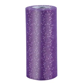Senkary Glitter Tulle Roll Sparkling Tulle Ribbon Fabric Spool for Wedding Decoration Gift Wrapping, 6 Inch by 25 Yards (Purple)