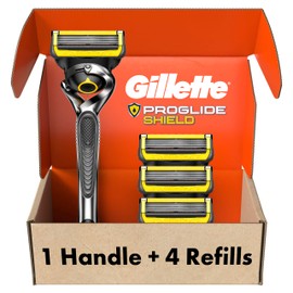 Gillette ProGlide Shield Men's Razor Handle + 4 Blade Refills, Holiday Gifts for Men