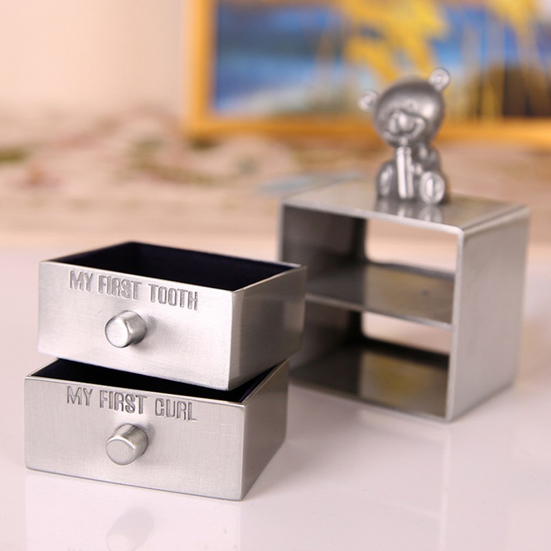 Baby Teeth Storage Box Metal Alloy Tooth Holder Keepsake Cute