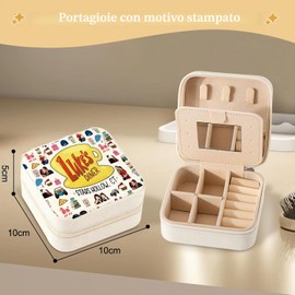 Onperpoe Gilmore Girls Merch, portagioie in pelle impermeabile, con specchio per articoli per tifosi, donne, giovani, uso quotidiano, organizer per gioielli da viaggio