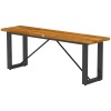 Acacia Wood Outdoor Bench 2 Person Metal Frame Backless Garden