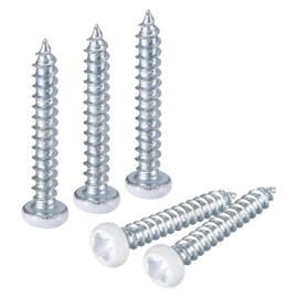 QUARKZMAN 25 Stück #3 x 13/16" Weiße Linsenkopf-Selbstbohrschrauben aus Kohlenstoffstahl Phillips Holzschrauben für Holzarbeiten, Silber Blau