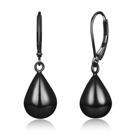 FSLEAD Black Teardrop Earrings for Women Chunky Water Drop Dangle Earring Trendy Lightweight Black Statement Tear Drop Earrings for Men Leverback Earring Jewely