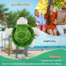 Winltendty Magnetic Shoulder Turtle Plush Toy - 7 Inch Soft Stuffed Animal Tortoise for Kids Boys Girls Ocean Theme Nursery Party Decor, Birthday Gift (Green)