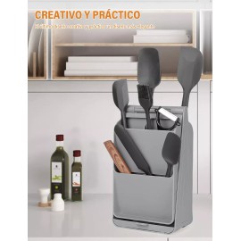 Seasky Porta Cubiertos 8 Compartimentos Soporte Tapa Ollas 2 Caras