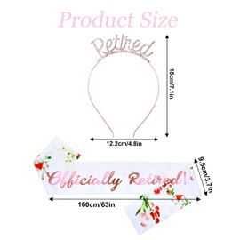 Retired Tiara and Sash for Women Happy Retirement Party Decorations Set Officially Rose Gold Retired Gifts for Women Retired Tiara Crown Headband Events Party Supplies