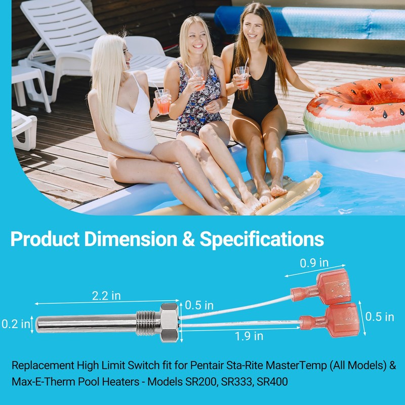 Funmit 42002-0024S Stack Flue Sensor Replacement for Pentair Spa Heater