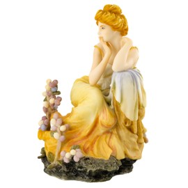 Top Collection French New Art Nouveau Contemplation Statue - Hand Painted Collectible Beautiful Lady Sculpture in Yellow Dress - 7-Inch Alphonse Mucha Collection