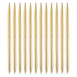Juvale 12 Pack Gold Ballpoint Pens With Black Ink, Bulk Fancy Metallic Pen Set F