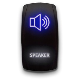 Speaker - Blue/White - Laser Etched Toggle Switch 5-PIN MAintained Switch Waterproof Black Shell/ON-Off DPST Illuminated Rocker Switch for Auto Truck Boat Marine - 20A 12V/10A 24V