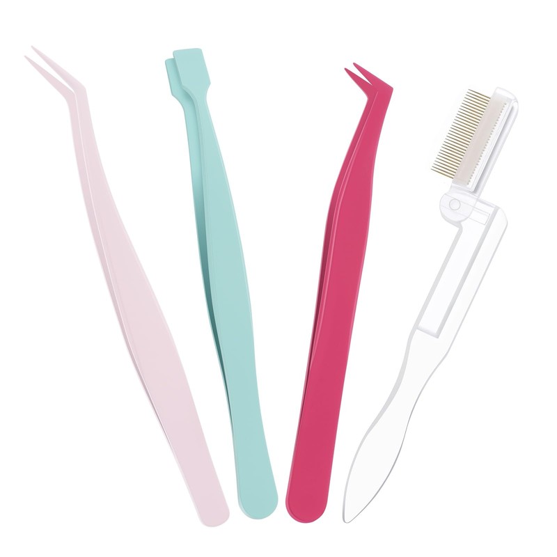 Lash Cluster Tweezer Set with Comb, Set of 4 Eyelash