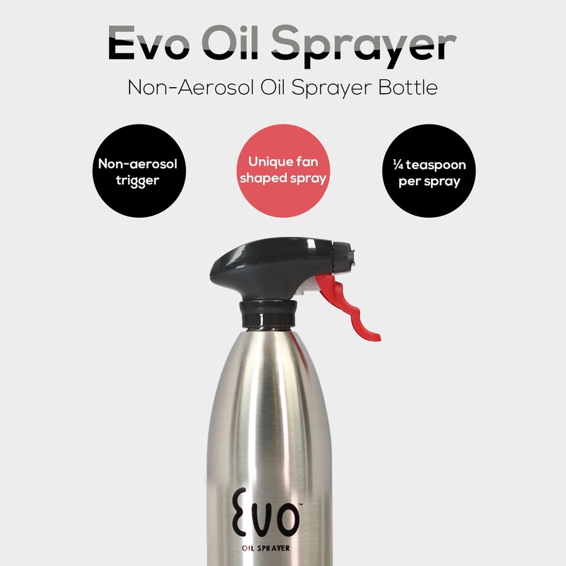 Evo Oil Sprayer 18/8 Stainless Steel, Non-Aerosol for Olive, Cooking