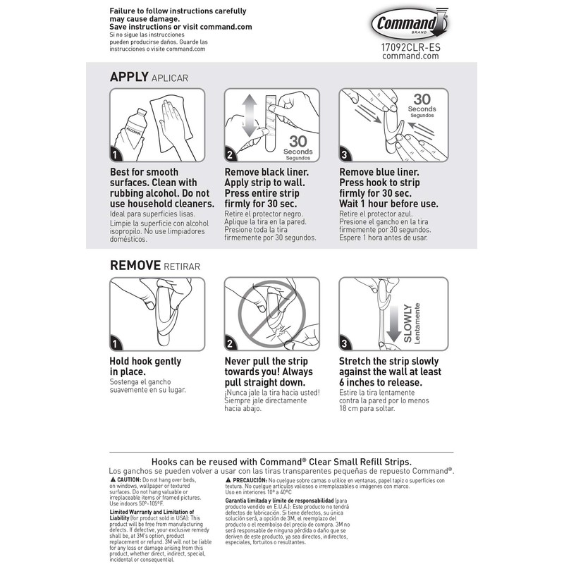 Command Small Clear Oval Hooks, Indoor Use, 2-Hooks, 4-Strips, Decorate