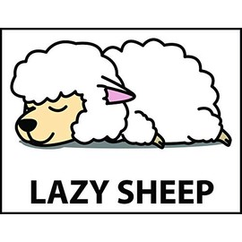Cute Sleepy Lazy Sheep Cartoon Vinyl Sticker (4" Wide, Icon)