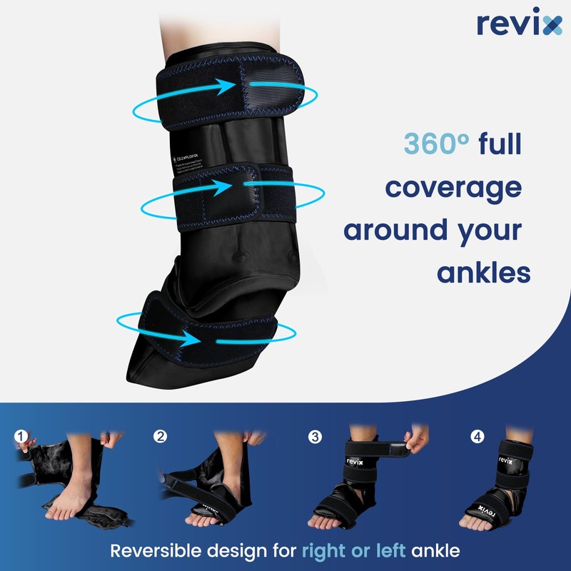 REVIX Ankle Ice Pack Wrap for Foot Discomfort Soothing, Reusable