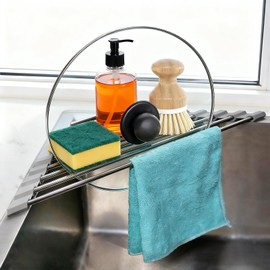 Kitchen Stainless Steel Corner Caddy Triangle Dish Drying Rack for Sink Corner, Sponge Holder Roll Up Dish Drying Rack Over The Sink (2 Pcs)