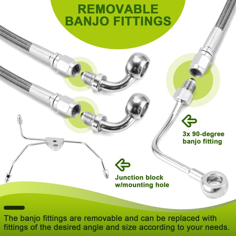 Mofun 76.7" Extended Length ABS Hydraulic Front Brake Line Compatible