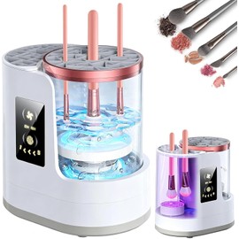 ABUDA Limpiador Eléctrico de Brochas de Maquillaje, con Desmontable 3 en 1 Limpiador de Brochas Desmontable 3 en 1, con Función de Secado Programable, Apto para Brochas de Maquillaje de Varios Tamaños