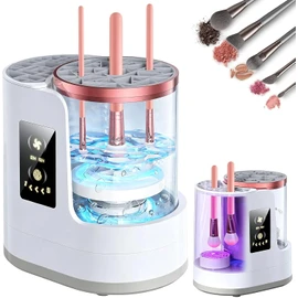 ABUDA Limpiador Eléctrico de Brochas de Maquillaje, con Desmontable 3 en 1 Limpiador de Brochas Desmontable 3 en 1, con Función de Secado Programable, Apto para Brochas de Maquillaje de Varios Tamaños
