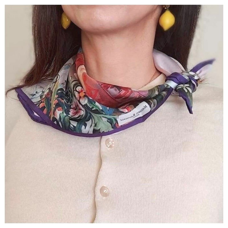 Massimo Ravinale Silk Scarf, Oval 53 Square, 100% Silk, Made