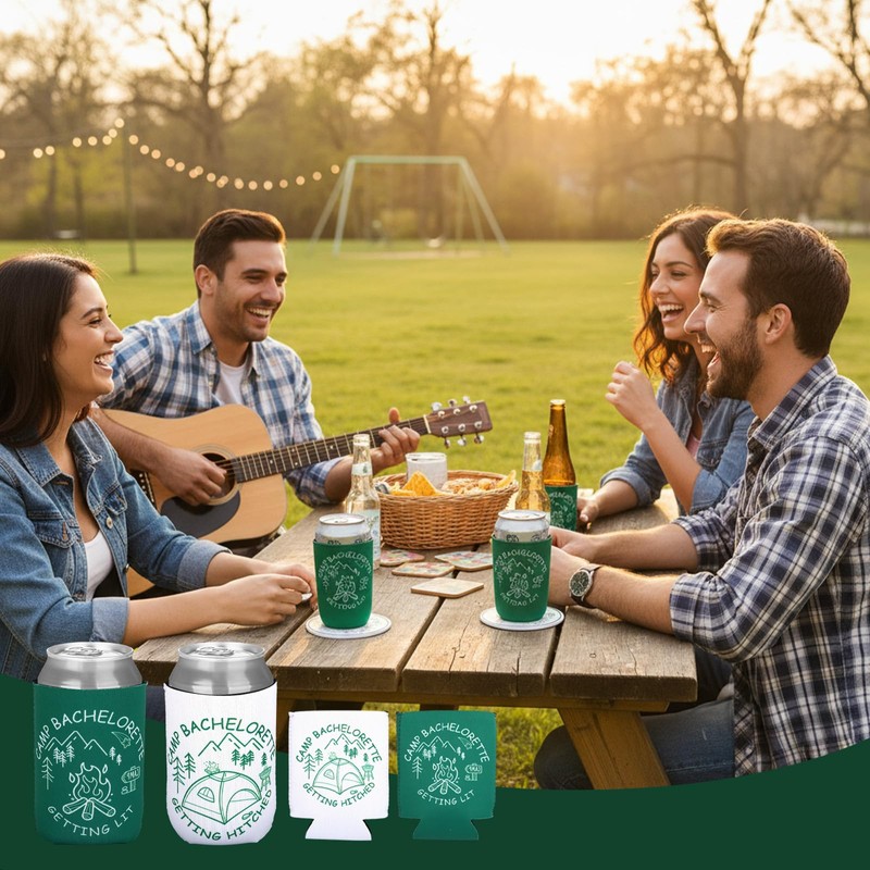 12 Pcs Reusable Camp Bachelorette Party Can Coolers for Bridal