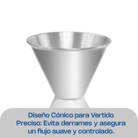 Medidor para bebidas doble de acero inoxidable 1 y 2 oz. (30 y 60 ml).