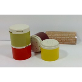 Vintage Tupperware stapelbare Gewürzstreuer Set 4 Stück Erntefarben