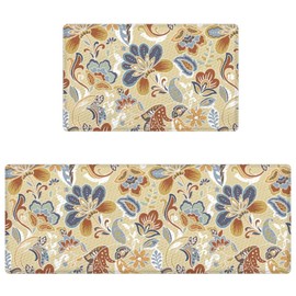 Lunerfex Kitchen Mats for Floor 2PCS, Non-Skid Waterproof, Cushioned Comfort Standing Mats for Kitchen, Office, Laundry, Sink, Home Flower-5