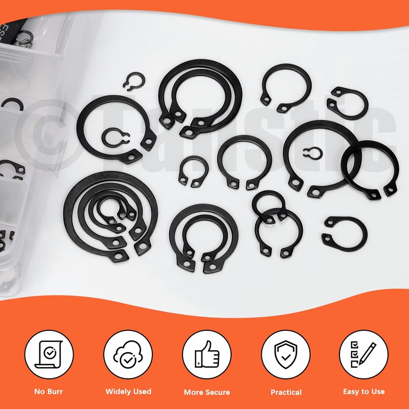 Tanstic 265Pcs 21 Sizes External Retaining Rings Snap Rings Assortment