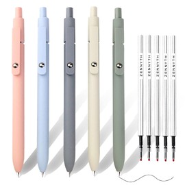 Quick Dry Gel Ink Pens Fine Point Cute Pens Retractable Roller Ball Pens Smooth Writing Pens Journaling Note Taking for Cute Office Supplies,5 Colors, 5 Black Refills (Multicolor)