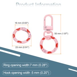 QUARKZMAN 30 Stück Hummerklaue Karabiner Schlüsselanhänger Schwenk Trigger Clips Zinklegierungen Bunte Schlüsselanhänger Clip Snap Haken Splint Ringe für DIY Schmuckherstellung, Hellrosa