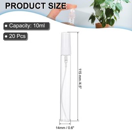PATIKIL 10ml Glass Mini Perfume Sample Bottles, 20 Pcs Fine Mist Refillable Empty Mini Spray Bottle Fragrance Sample Bottles Sprayer for Perfume Travel Liquid Essential Oil, White
