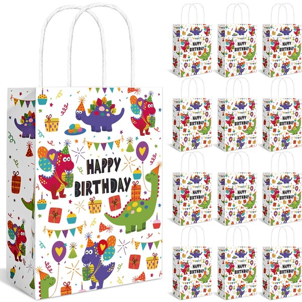 Sanixin 16 Pcs Dinosaur Party Favor Bags Dinosaur Gift Bag