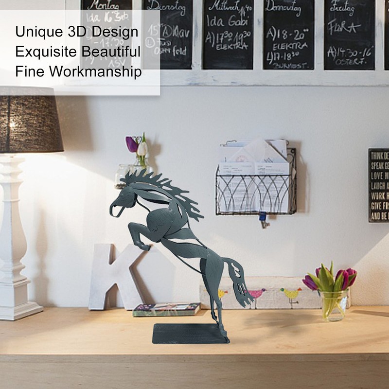 Metal Horse Statue Unique 3D Design Iron Decorative Running Horse