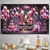 Starlit Patio Happy 14th Birthday Decorations Backdrop Banner for Girls