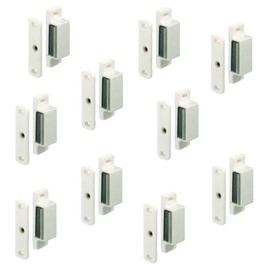 Magnetic Catch Door Magnet Furniture Catch Door Lock for Furniture & Doors | Furniture Lock Plastic White | Door Catch Including Screws | Holding Force 4 kg | Made in Germany | Pack of 10